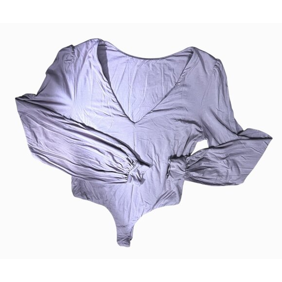 Halara V Neck Long Sleeve Button Work Bodysuit Sz Large Womens Pink - Picture 3 of 9